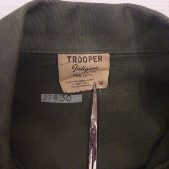 Vintage 70s 60s US Army Men Trooper Military Fatigue Jacket Green M Uniform War - Picture 7 of 11